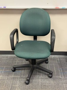 Green Upholstered Swivel Office Task Chair With Arms Rolling Base
