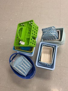 Lot of Assorted Storage Baskets & Plastic Organizer Bins Totes