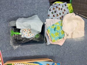 Mixed Baby Bibs Burp Cloths Feeding Accessories Storage Bin Set