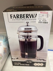 Farberware 8 Cup French Press Coffee Maker Glass Stainless w Box