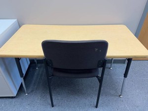 Maple Laminate Office Desk & Upholstered Guest Chair Set