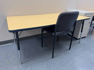 Office Desk with Armless Guest Chair Light Wood Adjustable Legs
