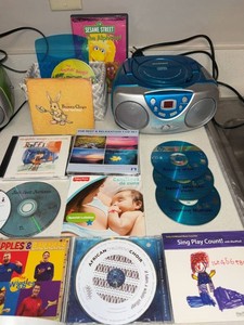 Sylvania Portable CD Boombox with Childrens CDs & Sesame Street DVD