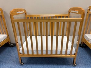Wooden Daycare Baby Crib With Mattresses on Casters. Retails for $375