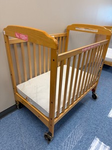 Wooden Daycare Baby Crib With Mattresses on Casters. Retails for $375
