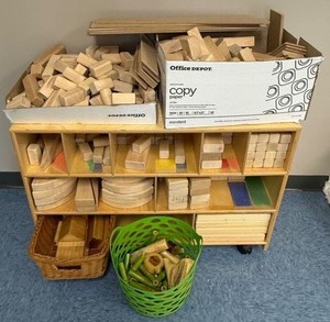 Wooden Block Assortment Mixed Lot With Bins & Baskets