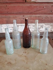 5 RARE Embossed Beer Bottles Grainbelt, Schmidt, REX, Blatz, and Park Brewing