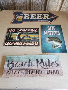 4 Fun Signs Ice Cold Beer, Size matters and others