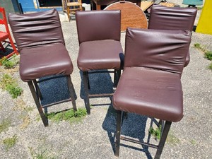 4 30 Tall Metal Solid Barstools with Padded Seats and Covers