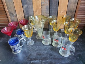 Large Lot of beautiful Drinking Glasses Cups and Mugs  with Tub