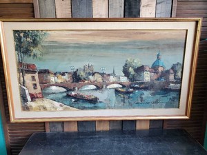 29x53 Large Amazing Hand Painted european Scene on Canvas