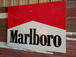 RARE 34 X 46 Embossed Metal Marlboro Sign