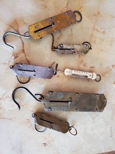 Lot of 6 Brass Hanging weights with Hooks