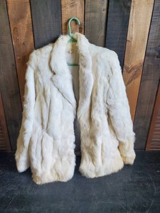 Beautiful White mid century modern Rabbit Fur Womens Jacket