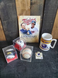 Sports Lot With Game used American League Baseball and Vikings Mug