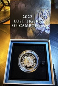 2022 Singapore Mint 1oz .999 Lost Tigers of Cambodia 3000 Riels, 500 Mintage, Very Tough Find