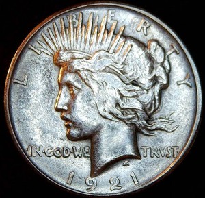 XFXF Key 1921 High Relief Silver Peace Dollar