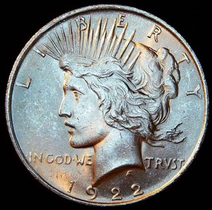 Uncirculated 1922-P Silver Peace Dollar, Near Full Mint Luster