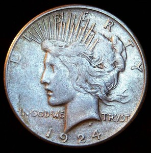 Semi Key 1924-S Silver Peace Dollar, FVF