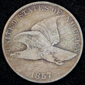 1857 Flying Eagle Cent, VGF, graffiti
