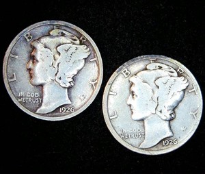 1926 P & D Mercury Dimes
