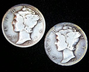 1917 P & S Mercury Dimes