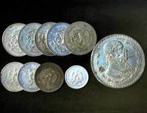 Collection of (10) Silver Mexico Coins, Just under an Ounce of Silver