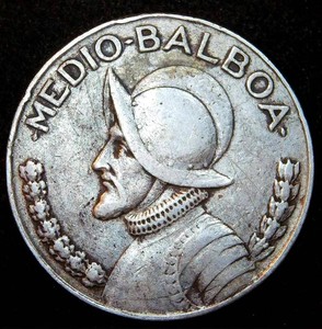 XF 1947 Panama Silver Medio Balboa, Original Surfaces
