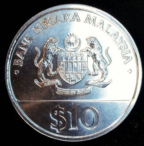 Scarce 1987 Malaysia Silver 10 Ringgit Anniversary of Independence