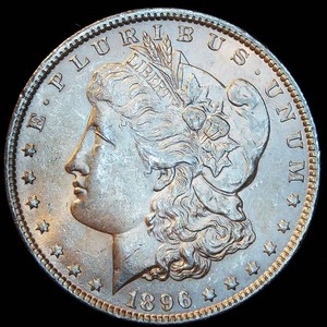 AUAU 1896-P Morgan Silver Dollar, Unaltered Surfaces