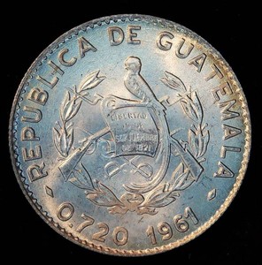 AU 1961 Guatemala Silver 5 Centavos