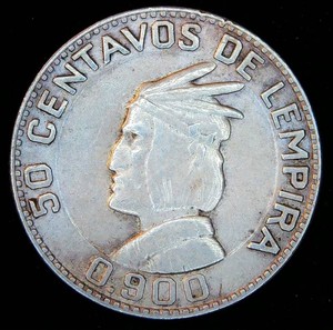 AU 1937 Honduras Silver 50 Centavos