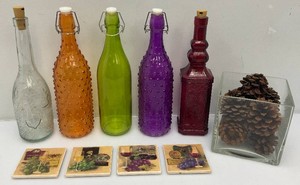 Vintage Colorfull Hobnail Bottle And More