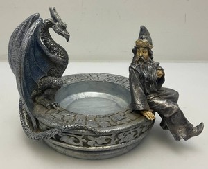 Collectible Wizard And Dragon Ashtray Or Trinket Holder 6 x 9