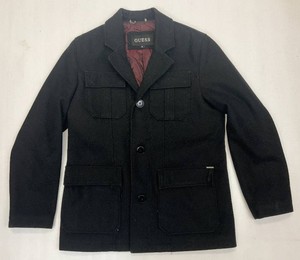 Vintage Guess Mens Wool Style Jacket Size Medium (One Front Pocket Needs Repair)
