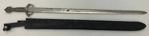 Vintage Sharp Sword With Sheath  24 Has Tips Broken On Handle But Still Cool