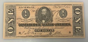 1864 Confederate States Of America One Dollar Note (Reproduction)