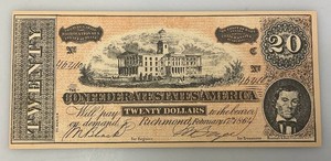 1864 Confederate States Of America  Twenty Dollar Note (Reproduction)