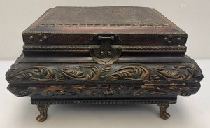 Vintage Oriental Style Wood Storage Chest 10.5 x 15.5 x 18