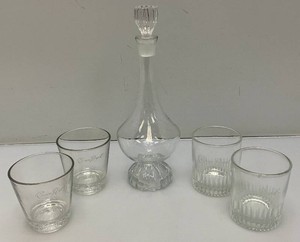 Crown Royal Etched Glasses With A Glass Decanter