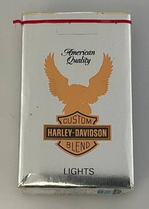Vintage Factory Sealed Pack Of Harley Davidson Lights Cigarettes Silver Soft Pack