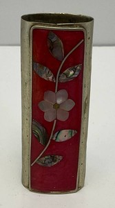 Beautiful Mexican Silver Lighter Case Flower Adorned
