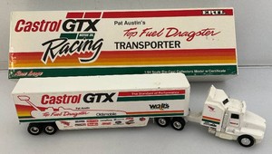 Collectible Ertl Brand 164 Scale Die-Cast GTX Motor Oil Pat Austins Top Fuel Dragster Transporter (NEW Old Stock)