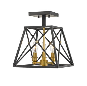 Trestle 3-Light Semi Flush Mount Ceiling Light  Z-Lite  Model 447SF-MB-OBR  Est. Retail $267