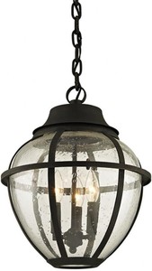 OPEN BOX  READ DESCRIPTION  Bunker Hill 3-Light Outdoor Pendant Chandelier  Troy Lighting  Model F6457-VBZ  Est. Retail $525