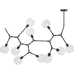 OPEN BOX  READ DESCRIPTION  Atom Clear Glass Pendant Chandelier  Nuevo  Model HGRA162  Est. Retail $968