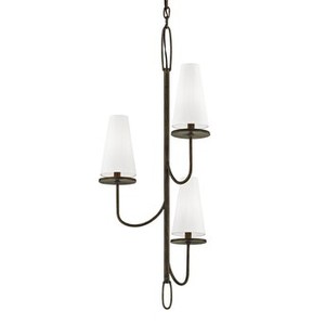 OPEN BOX  READ DESCRIPTION  Marcel 3-Light Chandelier  Troy Lighting  Model F6294-TBZ  Est. Retail $278
