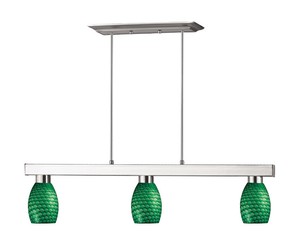 Cobalt 3-Light Billiard Kitchen Island Light  Z-Lite  Model 152BN-131GREEN  Est. Retail $400
