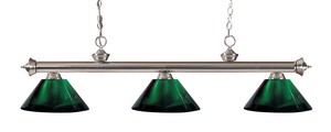 Riviera 3-Light Billiard Pendant (Green Shades)  Z-Lite  Model 100703BN-ARG  Est. Retail $380