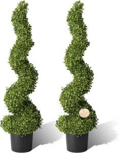 READ DESCRIPTION  4ft Artificial Spiral Topiary, Set of 2  Barnyard Designs  Model HY08103-J-H120  Est. Retail $101